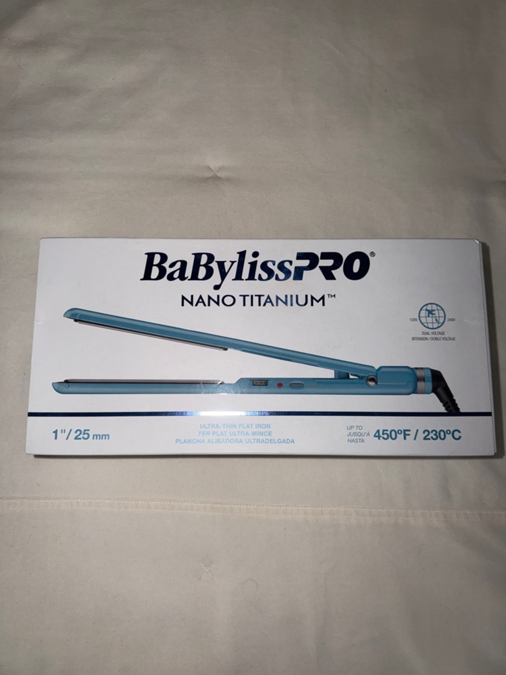 BaBylissPRO Nano Titanium 1" Flat Iron - Aqua Blue